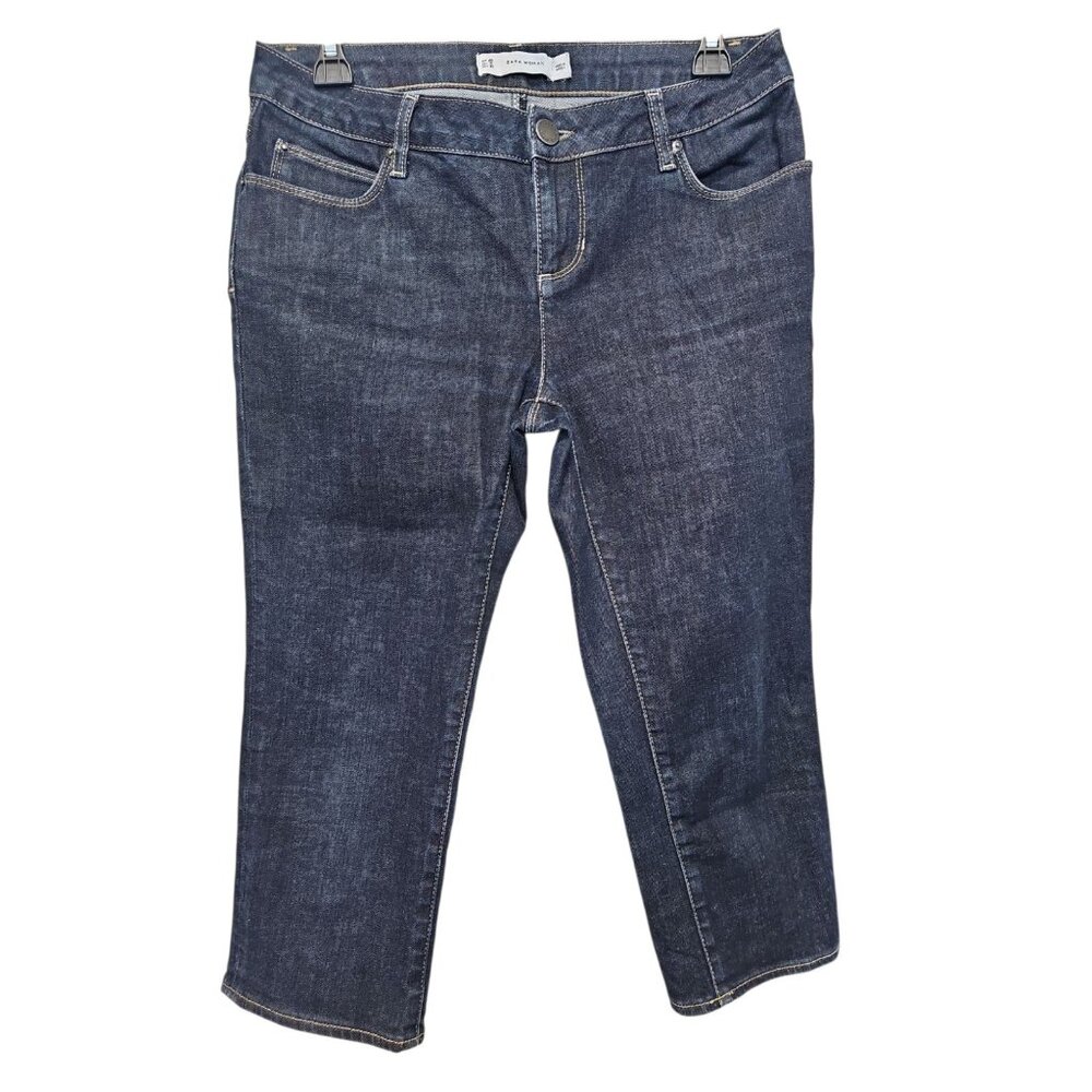 Zara Woman Blue Cropped Ankle Jeans Size 8
